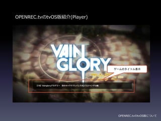 OPENREC.tvのtvOS版について
OPENREC.tvのtvOS版紹介(Player)
ゲームのタイトル表示
 