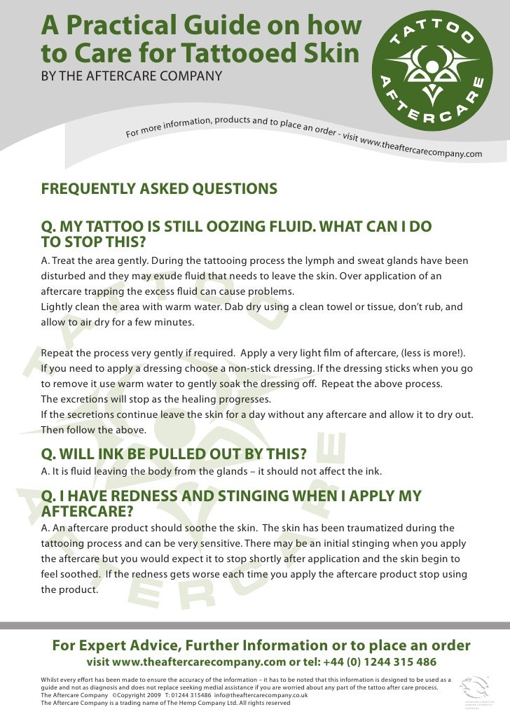 Tattoo Aftercare Care Guide