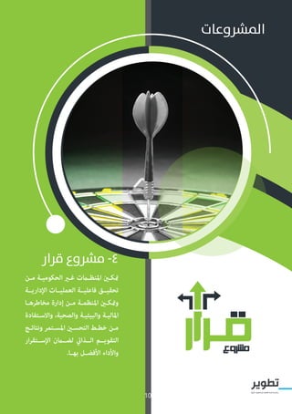 10
‫ـن‬‫ـ‬‫م‬ ‫ـة‬‫ـ‬‫الحكومي‬ ‫ـر‬‫ـ‬‫غ‬ ‫ـات‬‫ـ‬‫املنظ‬ ‫ـن‬‫ـ‬‫متك‬
‫اإلداريــة‬ ‫العمليــات‬ ‫فاعليــة‬ ‫تحقيــق‬
‫ـا‬‫ـ‬‫مخاطره‬ ‫إدارة‬ ‫ـن‬‫ـ‬‫م‬ ‫ـة‬‫ـ‬‫املنظم‬ ‫ـن‬‫ـ‬‫ومتك‬
‫ـتفادة‬‫ـ‬‫واالس‬ ،‫والصحية‬ ‫ـة‬‫ـ‬‫والبيئي‬ ‫ـة‬‫ـ‬‫املالي‬
‫ـج‬‫ـ‬‫ونتائ‬ ‫ـتمر‬‫ـ‬‫املس‬ ‫ـن‬‫ـ‬‫التحس‬ ‫ـط‬‫ـ‬‫خط‬ ‫ـن‬‫ـ‬‫م‬
‫ار‬‫ر‬‫اإلســتق‬ ‫لضــان‬ ‫الــذايت‬ ‫التقويــم‬
.‫بهــا‬ ‫األفضــل‬ ‫واألداء‬
‫قرار‬ ‫مرشوع‬ -4
‫املرشوعات‬
10
 