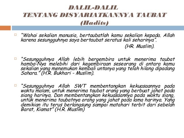 Hadits Tentang Taubat Nasuha Sumber Ilmu