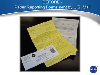 BEFORE -
Paper Reporting Forms sent by U.S. Mail
 