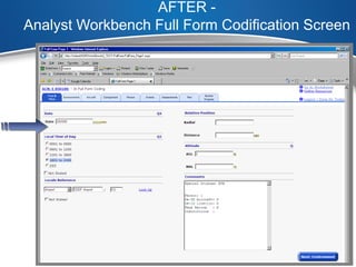 AFTER -
Analyst Workbench Full Form Codification Screen
 