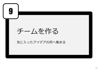 8
託すワーク
アイデアの材料として“上位案+α”に託す

60

 