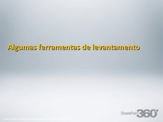 Algumas ferramentas de levantamento




      20/03/13                     Av. Unisinos , 550 - Tecnosinos – Sala 201 | São Leopoldo / RS
http://flickr.com/photos/mickeysacks/2625859149/sizes/o/
                                                                                                    29   + 55 51 3091 2271
 