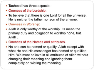 Toheed 1 Tauheed(Oneness of Allah) presentation by Nayab Siddiqui | PPTX