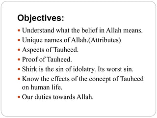 Tauheed(Oneness of Allah) presentation by Nayab Siddiqui | PPTX
