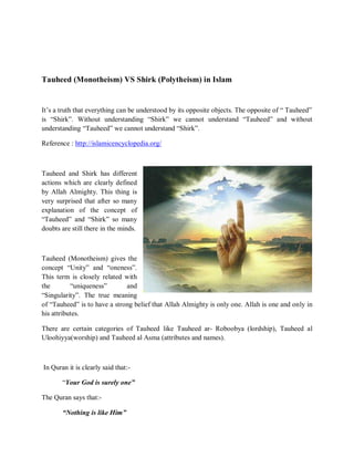 Shirk Objects Tauheed vs shirk in Islam | PDF