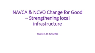 NAVCA & NCVO Change for Good
– Strengthening local
infrastructure
Taunton, 15 July 2015
 