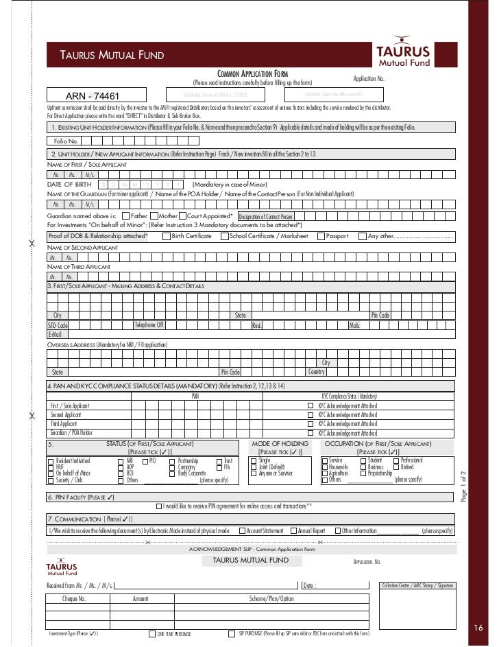 for bank debit axis form auto fund common kim application form with Taurus mutual