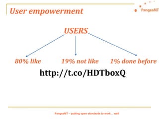 Userempowerment<br />USERS<br />80% like<br />19% notlike<br />1% done before<br />http://t.co/HDTboxQ<br />