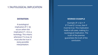 Understanding Tautological Implications in Propositional Logic for ...