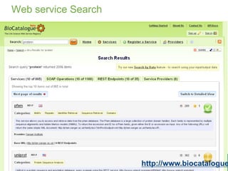 Web service Search
http://www.biocatalogue
 
