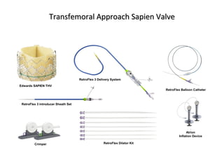 Transfemoral Approach Sapien Valve




                                     RetroFlex 3 Delivery System

Edwards SAPIEN THV
                                                                            RetroFlex Balloon Catheter



 RetroFlex 3 introducer Sheath Set




                                                                                          Atrion
                                                                                    Inflation Device

         Crimper                                    RetroFlex Dilator Kit




                                                                            41
 