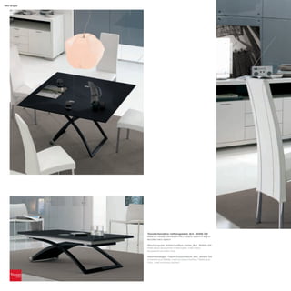 190 Expò




           Tavolo/tavolino rettangolare_Art. 8056 02
           Base in metallo verniciato nero opaco; piano in legno
           laccato nero opaco

           Rectangular table/coffee table_Art. 8056 02
           Matt black lacquered metal base; matt black
           lacquered wooden top

           Rechteckiger Tisch/Couchtisch_Art. 8056 02
           Unterteil aus Metall, matt schwarz lackiert; Platte aus
           Holz, matt schwarz lackiert
 