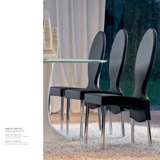 Sedia_Art. 7258 P70
Struttura in metallo cromato
rivestita in pelle testa di moro

Chair_Art. 7258 P70
Chromed metal structure, covered
with dark brown leather

Stuhl_Art. 7258 P70
Rahmen aus verchromtem Metall,
mit dunkelbraunem Leder bezogen
 