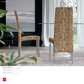 200 Charonne




   Sedia_Art. 7265 TM57
   Struttura in metallo cromato rivestita in tessuto sahara

   Chair_Art. 7265 TM57
   Chromed metal structure, covered with Sahara fabric

   Stuhl_Art. 7265 TM57
   Rahmen aus verchromtem Metall, mit Sahara Stoff
   bezogen
 