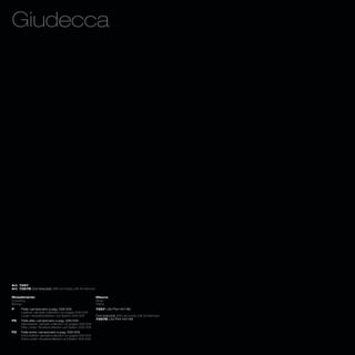 Giudecca




Art. 7267
Art. 7267B Con braccioli_With armrests_Mit Armlehnen

Rivestimento                                             Misure
Covering                                                 Sizes
Bezug                                                    Maße
P    Pelle: campionario a pag. 306/309                   7267 L46 P54 H47/98
     Leather: sample collection on pages 306/309
     Leder: Musterkollektion auf Seiten 306/309          Con braccioli_With armrests_Mit Armlehnen
                                                         7267B L53 P54 H47/98
PE   Pelle elite: campionario a pag. 306/309
     Elite leather: sample collection on pages 306/309
     Elite Leder: Musterkollektion auf Seiten 306/309
PZ   Pelle extra: campionario a pag. 306/309
     Extra leather: sample collection on pages 306/309
     Extra Leder: Musterkollektion auf Seiten 306/309
 