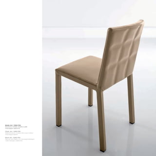 Sedia_Art. 7283 P61
Struttura in metallo rivestita in pelle
champagne capitonné

Chair_Art. 7283 P61
Metal structure, covered with button-tufted
champagne leather

Stuhl_Art. 7283 P61
Rahmen aus Metall, mit champagnerfarbigem
Leder bezogen, kapitoniert
 