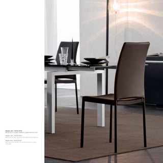 Sedia_Art. 7272 P70
Struttura in metallo rivestita in pelle testa di moro

Chair_Art. 7272 P70
Metal structure, covered with dark brown leather

Stuhl_Art. 7272 P70
Rahmen aus Metall, mit dunkelbraunem Leder
bezogen
 