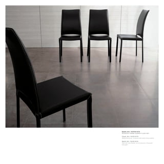 Sedia_Art. 727C6 K73
Struttura in metallo rivestita in cuoio nero

Chair_Art. 7276 K73
Metal structure, covered with black thick leather

Stuhl_Art. 7276 K73
Rahmen aus Metall, mit schwarzem Dickleder
bezogen
 