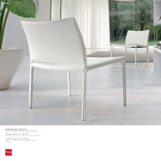 250 Rosas




   Poltroncina_Art. 7274 K101
   Struttura in metallo rivestita in cuoio extra bianco

   Small armchair_Art. 7274 K101
   Metal structure, covered with extra white thick leather

   Kleiner Sessel_Art. 7274 K101
   Rahmen aus Metall, mit extra weißem Dickleder
   bezogen
 