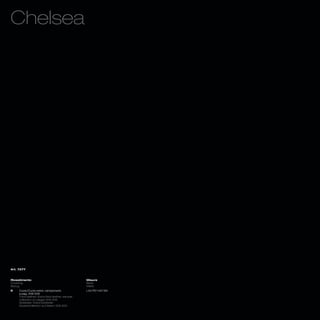 Chelsea




Art. 7277



Rivestimento                                      Misure
Covering                                          Sizes
Bezug                                             Maße
K    Cuoio/Cuoio extra: campionario               L43 P51 H47/84
     a pag. 306/309
     Thick leather/ Extra thick leather: sample
     collection on pages 306/309
     Dickleder/ Extra Dickleder:
     Musterkollektion auf Seiten 306/309
 