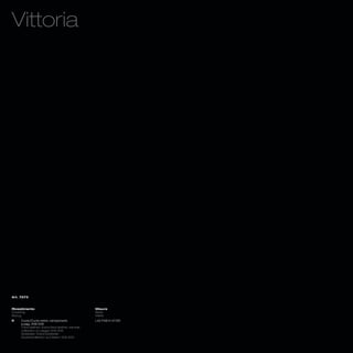 Vittoria




Art. 7273



Rivestimento                                      Misure
Covering                                          Sizes
Bezug                                             Maße
K    Cuoio/Cuoio extra: campionario               L42 P48 H 47/93
     a pag. 306/309
     Thick leather/ Extra thick leather: sample
     collection on pages 306/309
     Dickleder/ Extra Dickleder:
     Musterkollektion auf Seiten 306/309
 