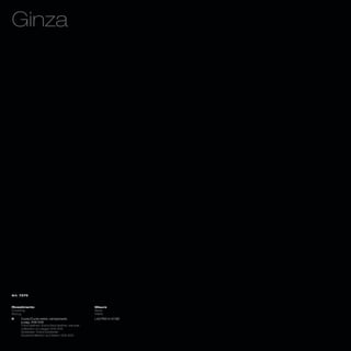 Ginza




Art. 7275



Rivestimento                                      Misure
Covering                                          Sizes
Bezug                                             Maße
K    Cuoio/Cuoio extra: campionario               L43 P50 H 47/82
     a pag. 306/309
     Thick leather/ Extra thick leather: sample
     collection on pages 306/309
     Dickleder/ Extra Dickleder:
     Musterkollektion auf Seiten 306/309
 