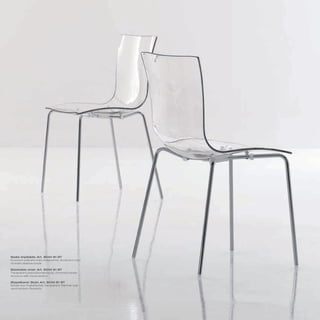 Sedia impilabile_Art. 8040 81 BT
Scocca in policarbonato trasparente; struttura in tubo
cromato sezione tonda

Stackable chair_Art. 8040 81 BT
Transparent polycarbonate body; chromed tubolar
structure with round section

Stapelbarer Stuhl_Art. 8040 81 BT
Schale aus Polykarbonat, transparent; Rahmen aus
verchromtem Rundrohr
 