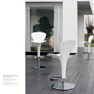 Sgabello girevole_Art. 6319 01
Struttura in freeform-tech bianco opaco;
base in metallo cromato

Revolving stool_Art. 6319 01
Matt white freeform-tech structure;
chromed metal base

Drehbarer Hocker_Art. 6319 01
Rahmen aus Freeform-Tech, matt weiß;
Unterteil aus verchromtem Metall
 