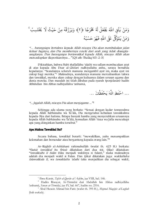 Tawakkal Kepada Allah Subhanahu Wa Ta Ala