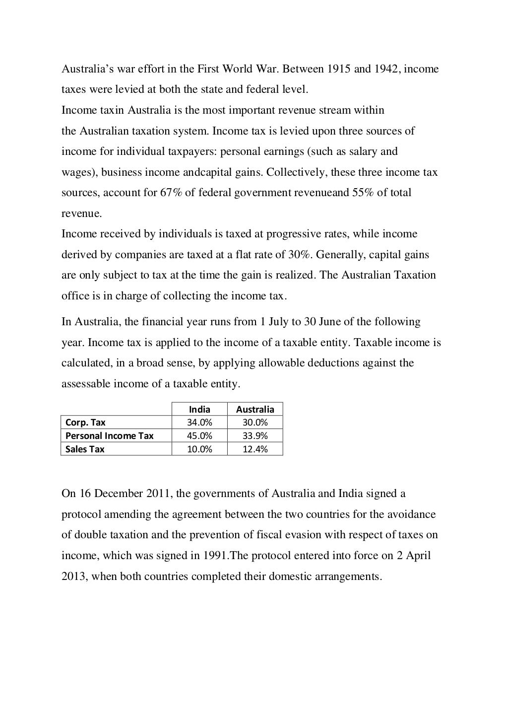 INDIA AND AUSTRALIA TAX TREATY.
