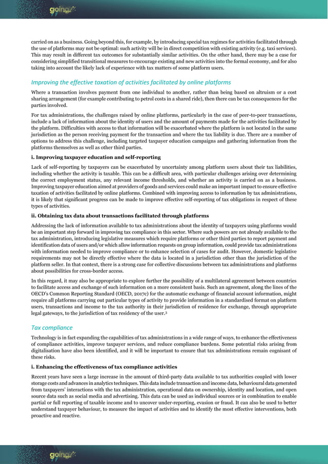 Tax and digitalisation - OECD Policy note | PDF