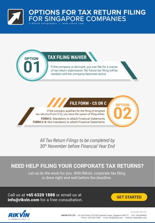 Options for Tax Return Filing For Singapore company
