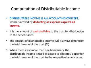 Distributable New Income Example Calculation TAX667_Chap2_Trusts TAX667 ADVANCED TAXATION Chapter 2.pptx