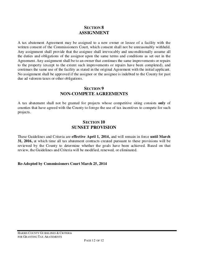 Tax abatementguidelines hcad