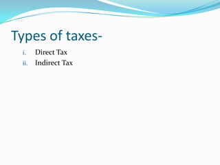 Types of taxesDirect Tax
ii. Indirect Tax
i.

 