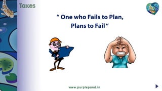 “ One who Fails to Plan,
Plans to Fail“
Taxes
 