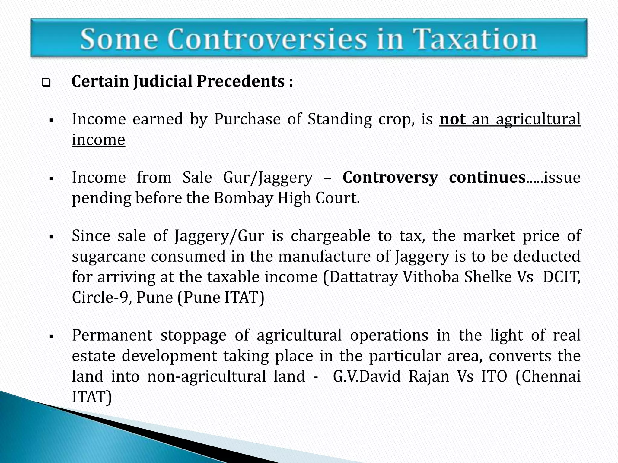Taxation of agricultural PPT