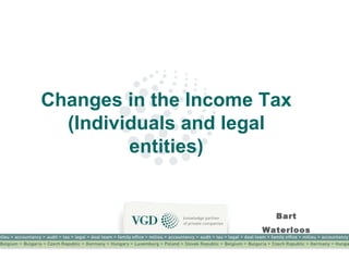 Bart Waterloos Changes in the Income Tax (Individuals and legal entities) 