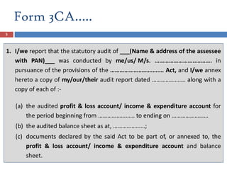 Form 3ca Format All about TaxAudit u/s 44ab of income tax act | PDF