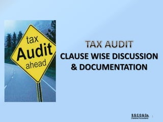 S G C O & Co.
Chartered Accountants
1
CLAUSE WISE DISCUSSION
& DOCUMENTATION
 