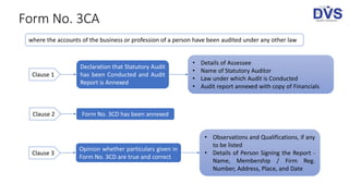 Tax audit report form 3 ca, 3cb and 3cd | PPTX