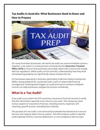 Tax Audits in Australia-What Businesses Need to Know and How to Prepare ...