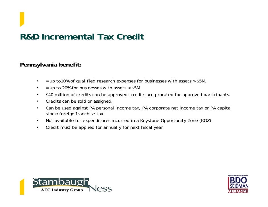 Pa r&d tax credit report