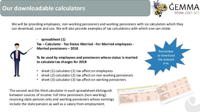 tax calculations 2018 and 2019 employees and working non pension calculations spreadsheet