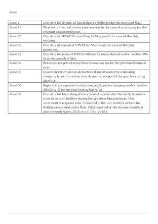Month Filing Tax calendar | DOCX