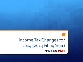 Income Tax Changes for
2014 (2013 Filing Year)

 
