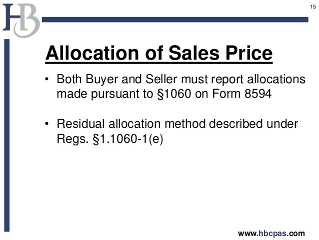 tax consequences of asset vs stock sales form 8594 example