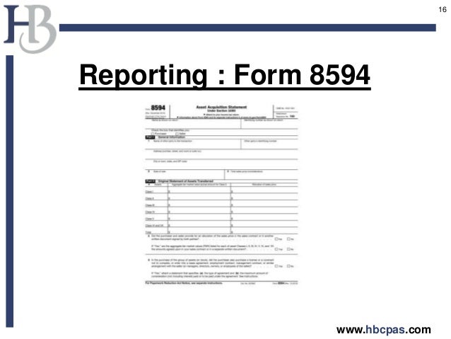 tax consequences of asset vs stock sales form 8594 example